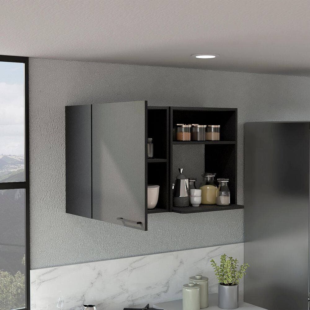 Tahanbath 39.37 in. W x 15.75 in. D x 23.62 in. H Bathroom Storage Wall Cabinet in Black with 4 Shelves and Door (2)