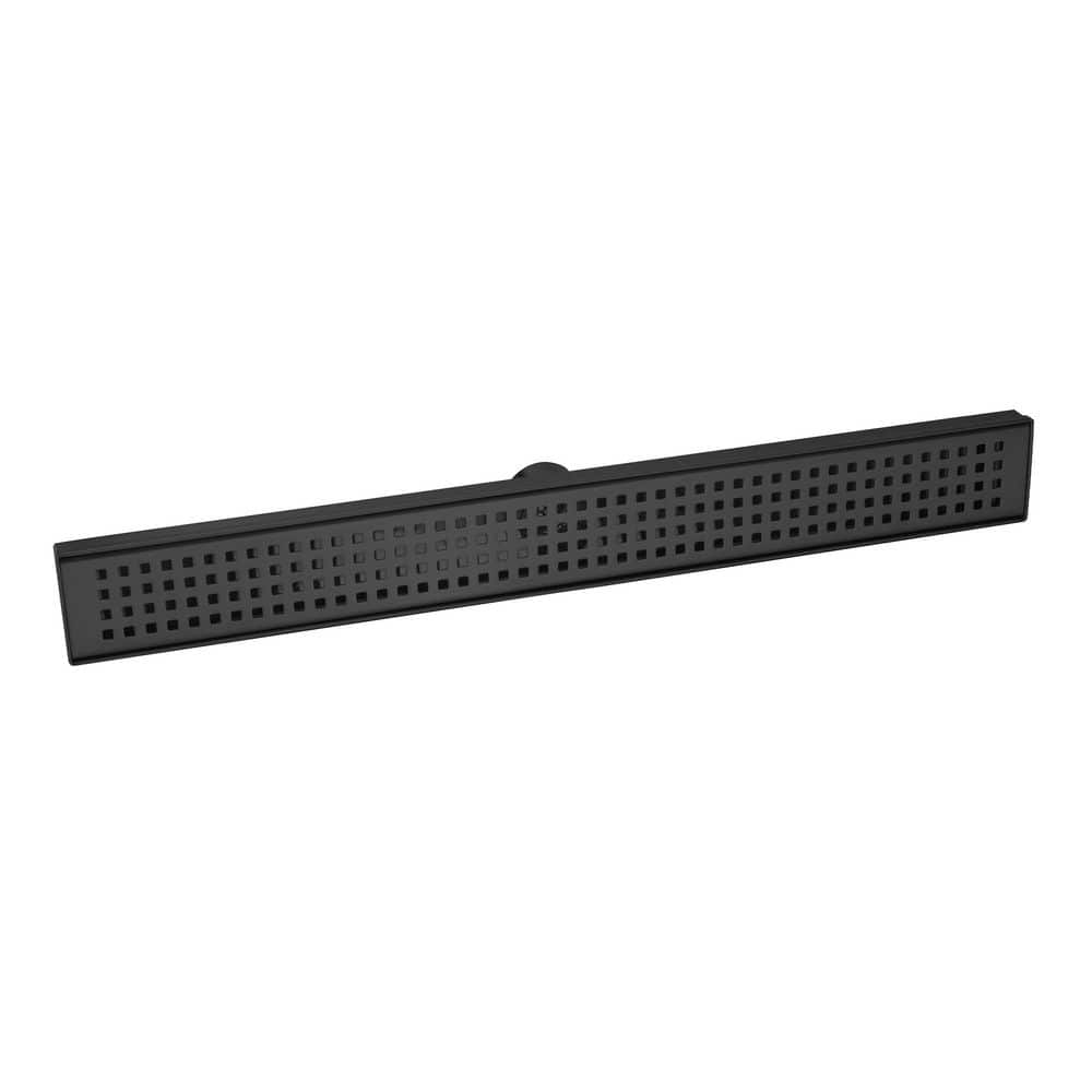 BWE 24 in. Stainless Steel Linear Shower Drain with Square Pattern Drain Cover in Matte Black (2)