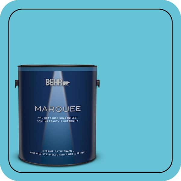 BEHR MARQUEE 1 gal. #P480-4 Rushing Stream Satin Enamel Interior Paint & Primer (2)