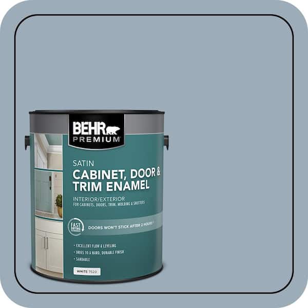 BEHR PREMIUM 1 gal. #570F-4 Blue Willow Satin Enamel Interior/Exterior Cabinet, Door & Trim Paint (2)