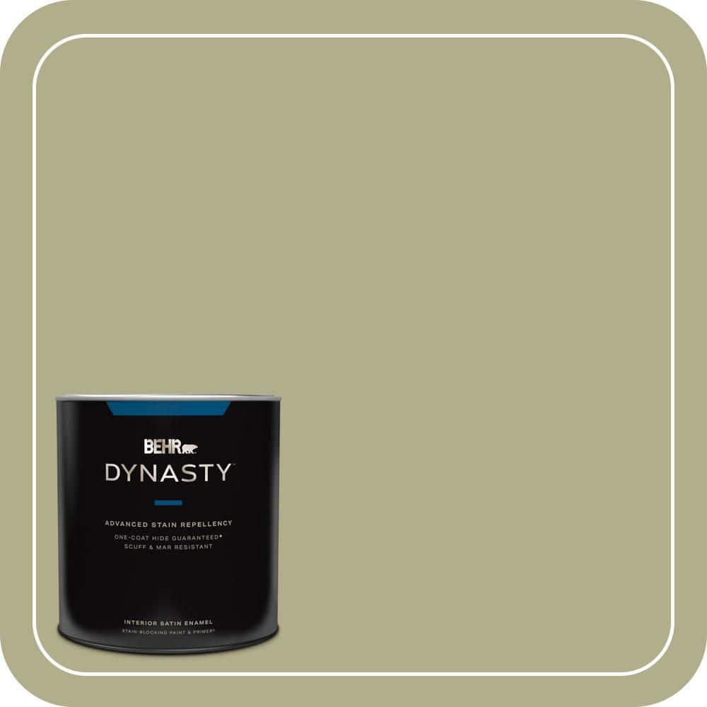 BEHR DYNASTY 1 qt. #PPU9-21 Sanctuary One-Coat Hide Satin Enamel Interior Stain-Blocking Paint and Primer
