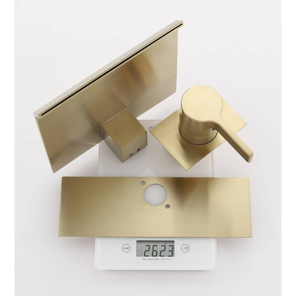 SUMERAIN Modern Single Handle Wall Mounted Roman Tub Faucet with Waterfall Spout in Brushed Gold (3)