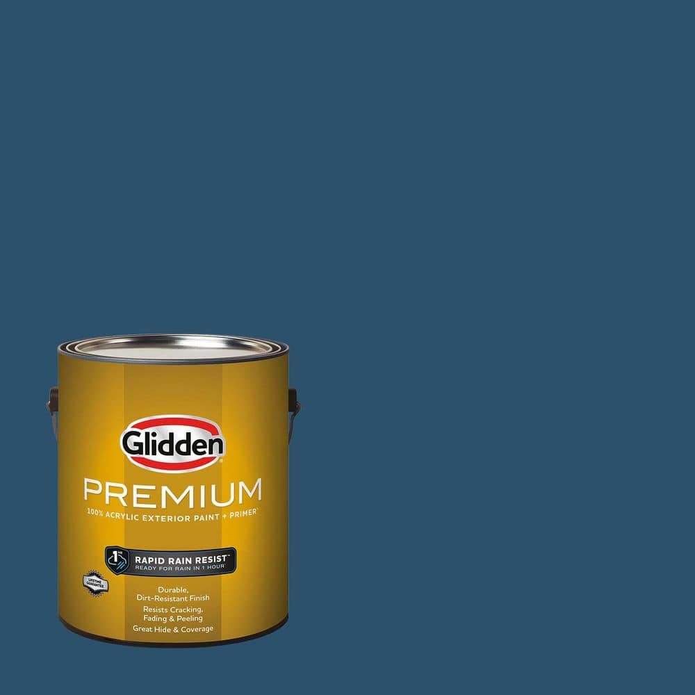 Glidden Premium 1 gal. Shimmering Sea PPG1152-7 Flat Exterior Latex Paint