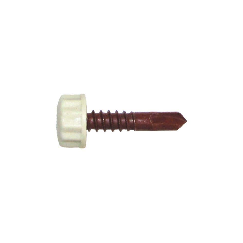 Nylo-Tec #12 x 1 in. Nylon Ivory Bi-Hex Head Self Drill Screw (100 per Pack) (1)