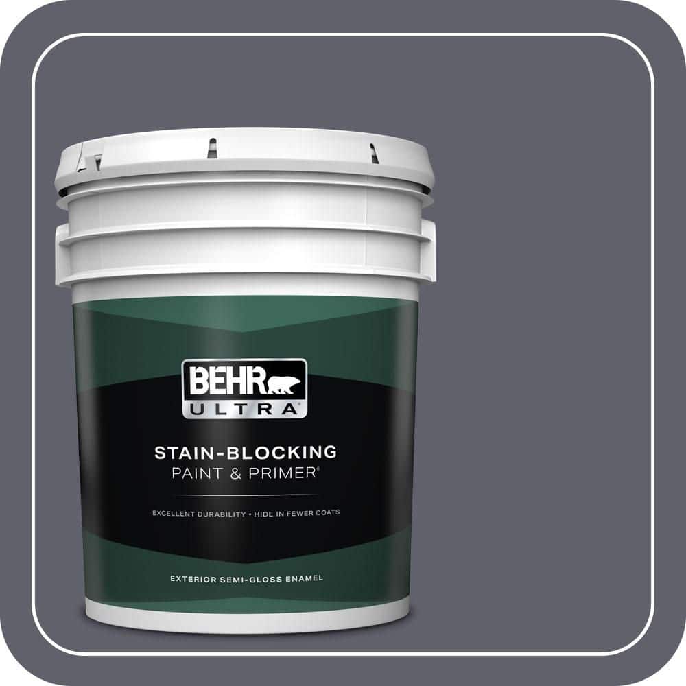 BEHR ULTRA 5 gal. #N540-6 Script Ink Semi-Gloss Enamel Exterior Paint & Primer