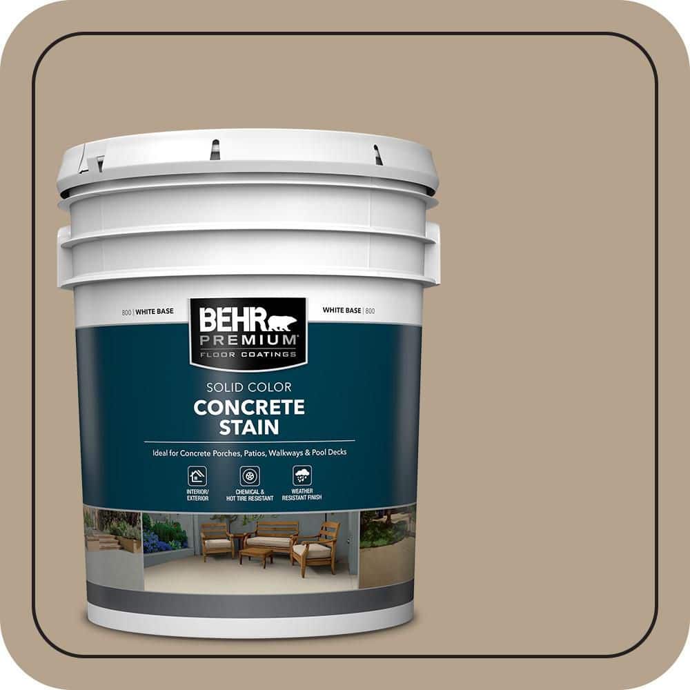 BEHR PREMIUM 5 gal. #PFC-33 Washed Khaki Solid Color Flat Interior/Exterior Concrete Stain