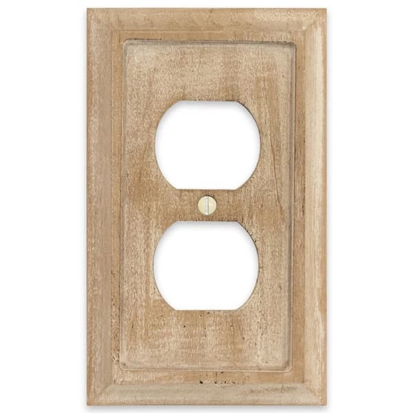 Hampton Bay Mackinnon 1-Gang Duplex Weathered White Wood Wall Plate (2)