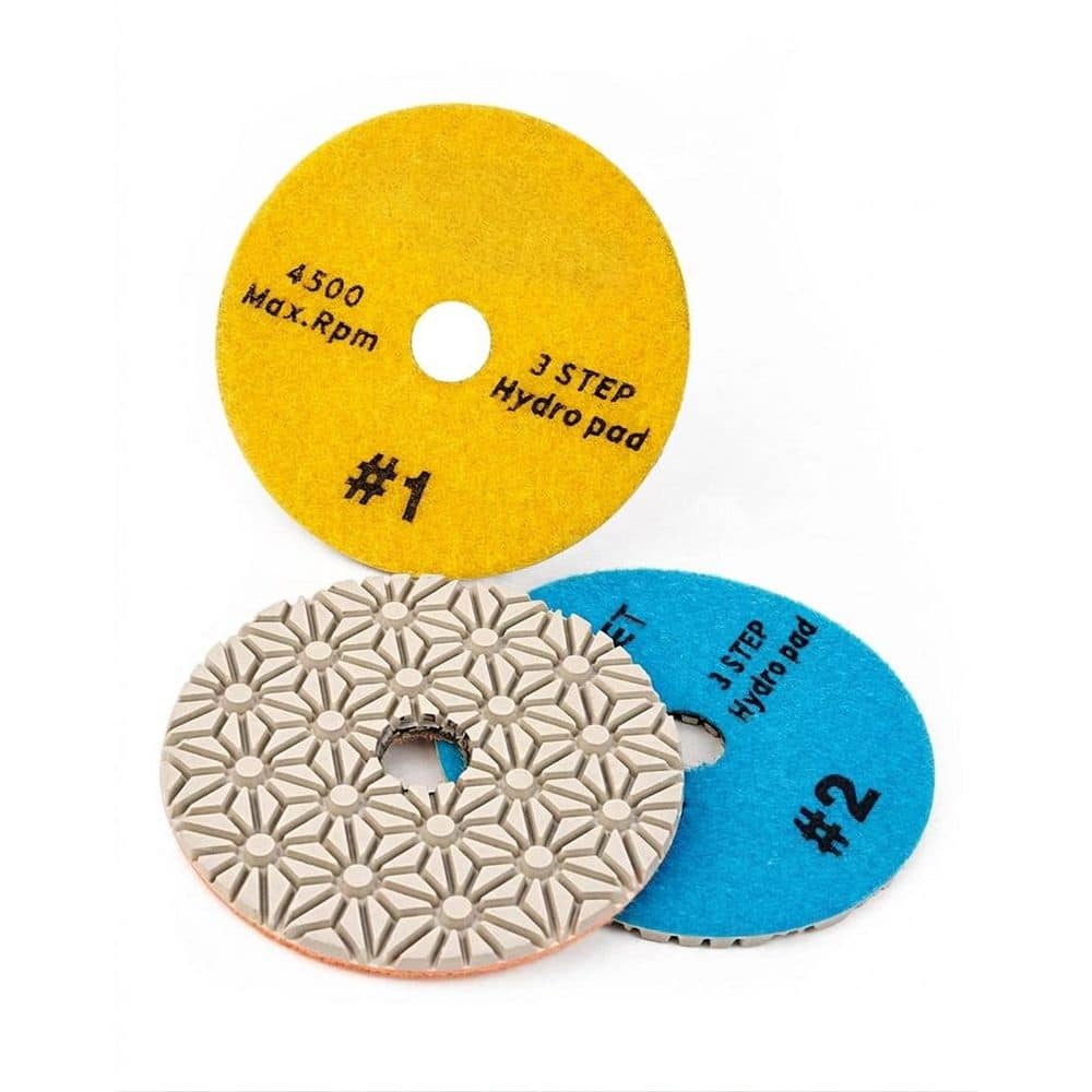 LAIFUCAM 4 Inch Diamond Resin Polishing Pads with 3mm Thickness for Granite Quartz Marble Concrete Terrazzo Wet Dry