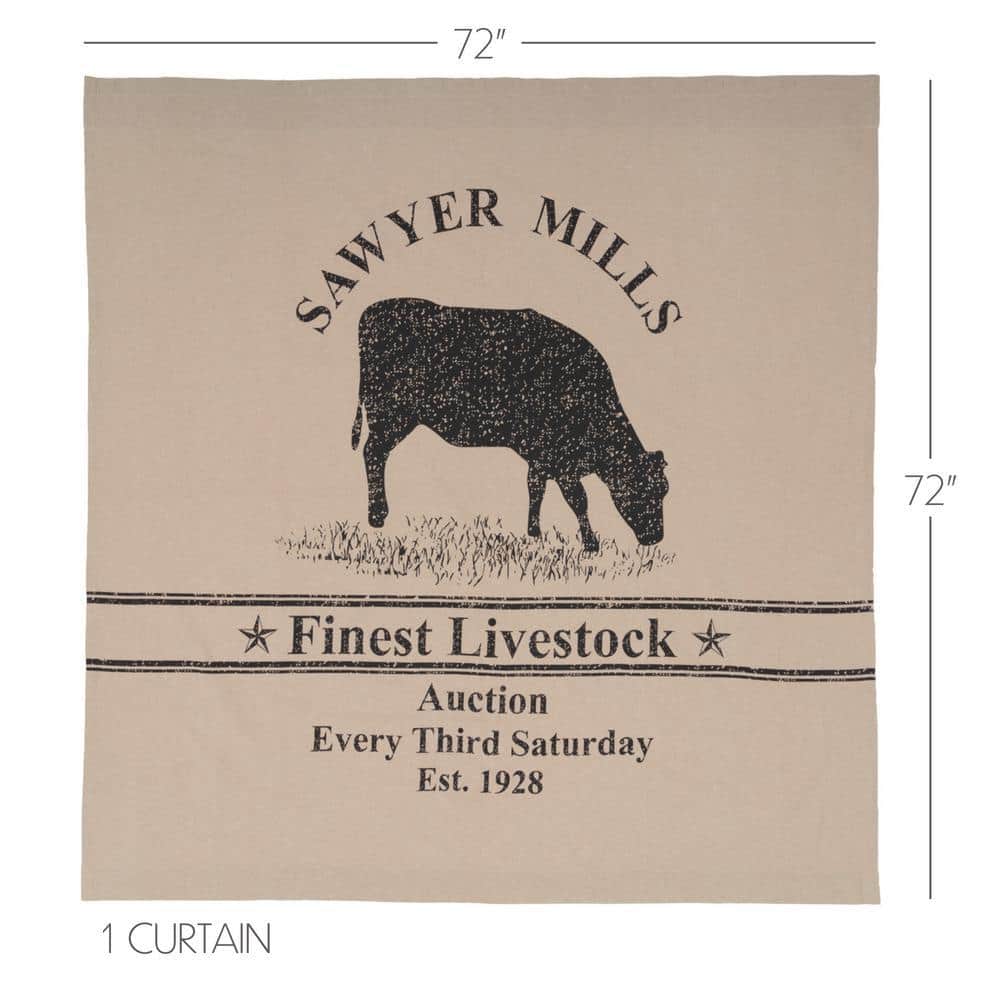 VHC BRANDS Sawyer Mill Charcoal Grey and Khaki 72 in. Cow Shower Curtain (3)
