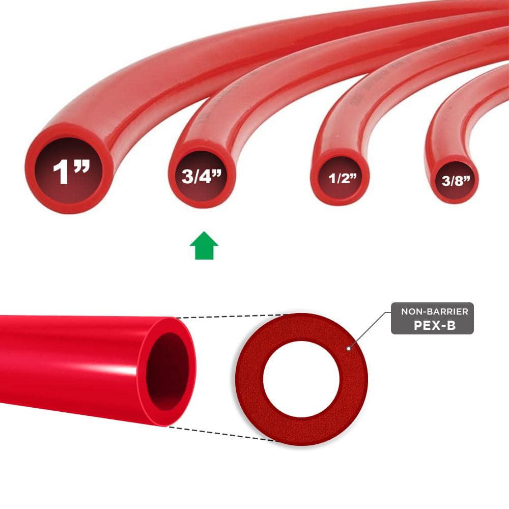 PLUMBFLEX 3/4 in. x 500 ft. PEX Tubing Potable Water Pipe in Red (3)