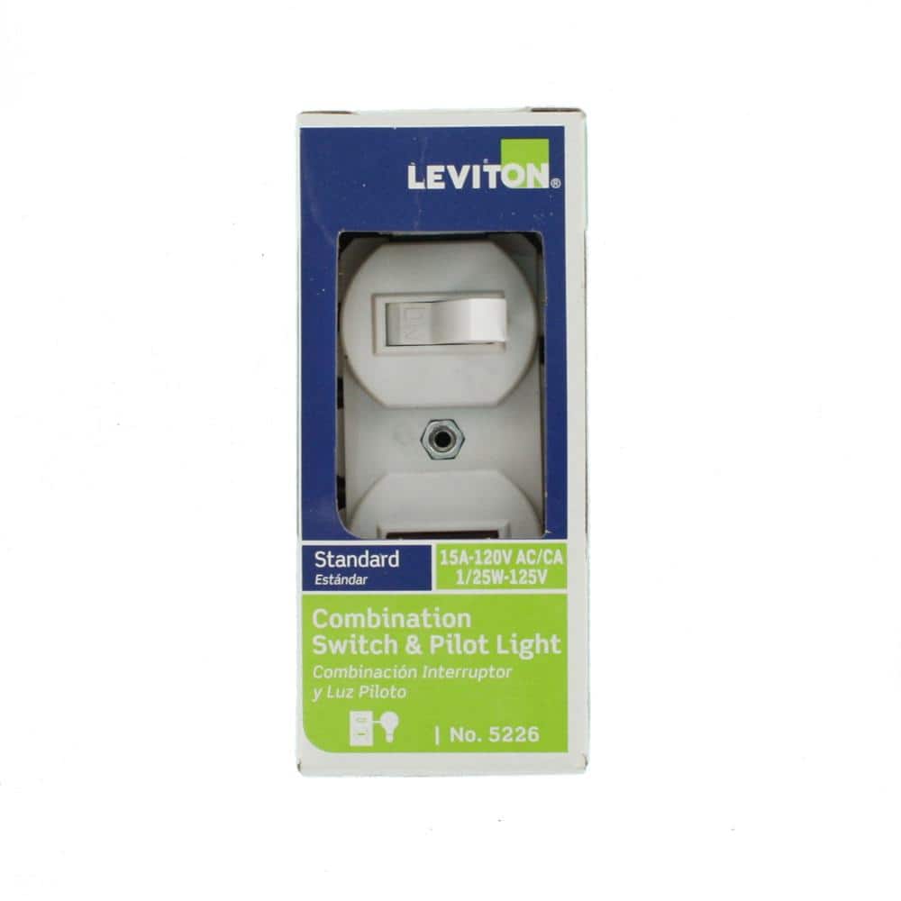 Leviton 1/25W-125V Combination Switch with Neon Pilot Light, White 5226-WS (2)