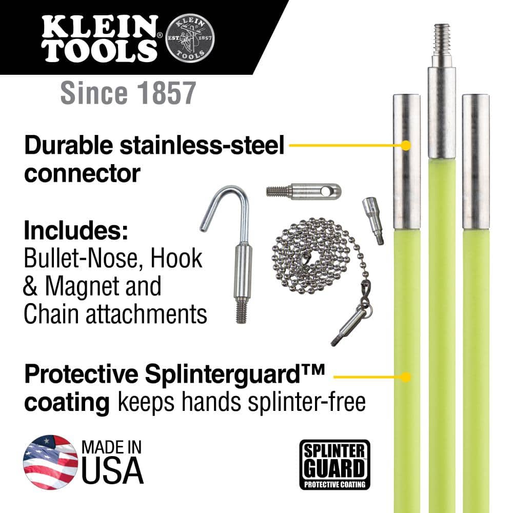 Klein Tools 15 ft. Mid-Flex Glow Fish Rod Set (2)