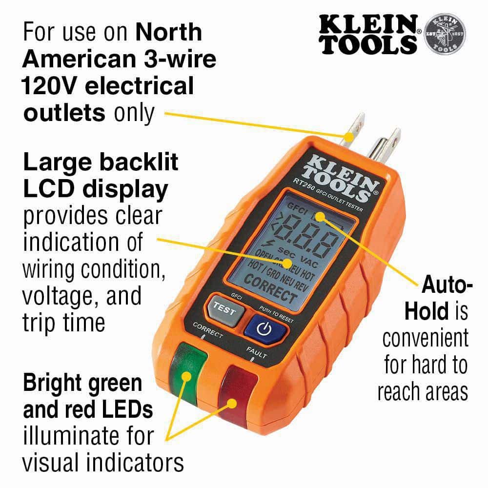 Klein Tools GFCI Electrical Outlet Tester with LCD Display (2)