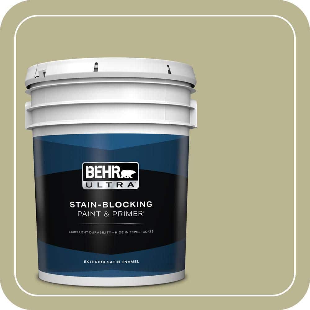 BEHR ULTRA 5 gal. #MQ6-56 Lichen Satin Enamel Exterior Paint & Primer