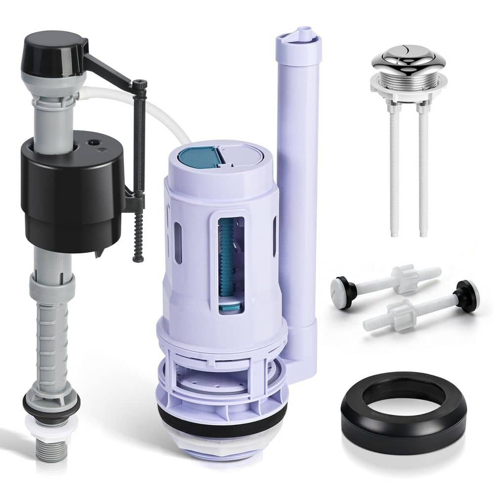 Helhom 3 in. Dual Flush Valve Replacement Kit, Universal Toilet Repair Kit with Push Button, Fill Valve, Gasket and Bolts (1)