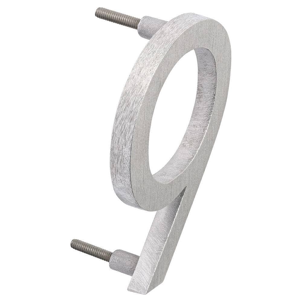 Montague Metal Products 10 in. Brushed Aluminum Floating or Flat Modern House Number 9 (2)