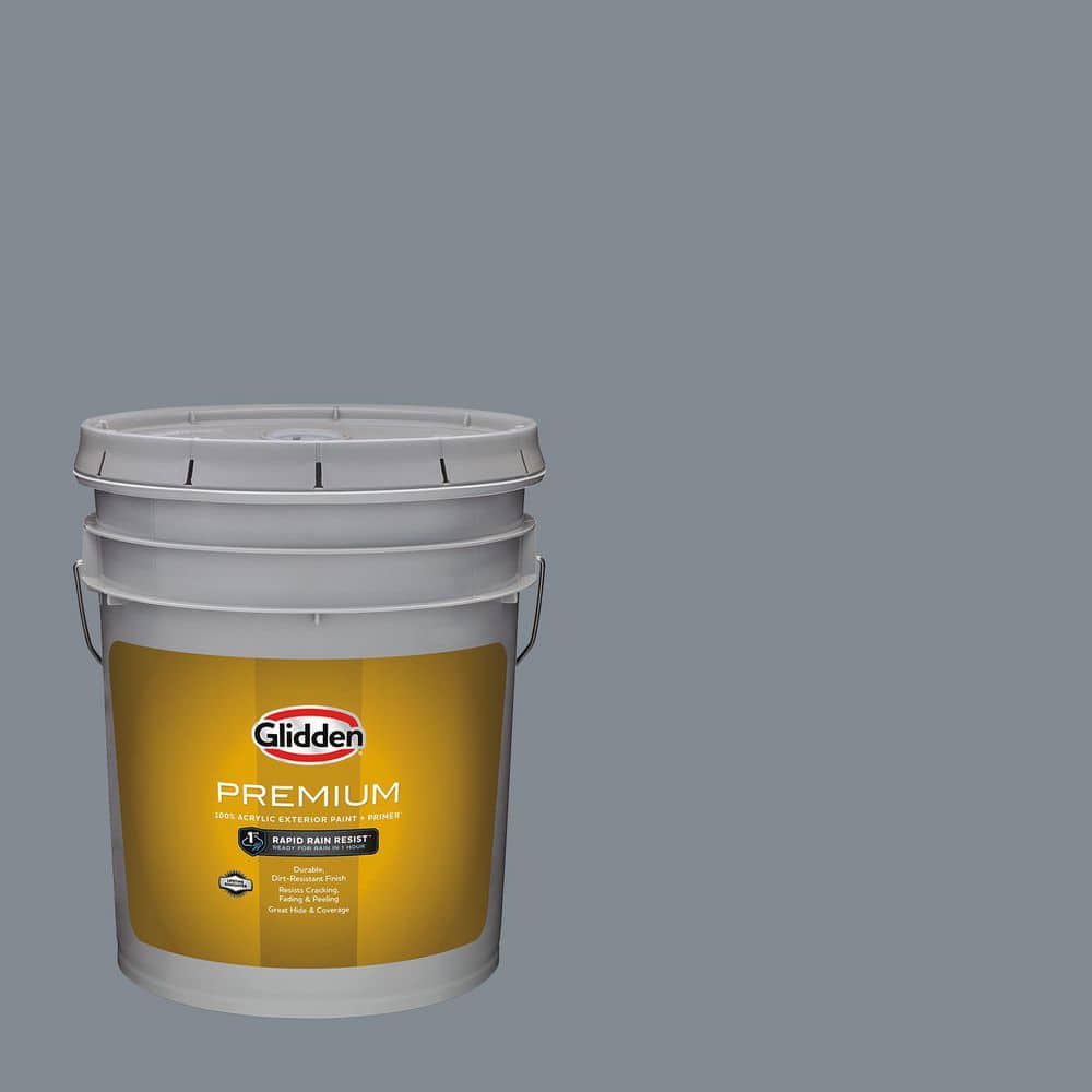Glidden Premium 5 gal. PPG0993-5 Superhero Gray Semi-Gloss Exterior Latex Paint (1)