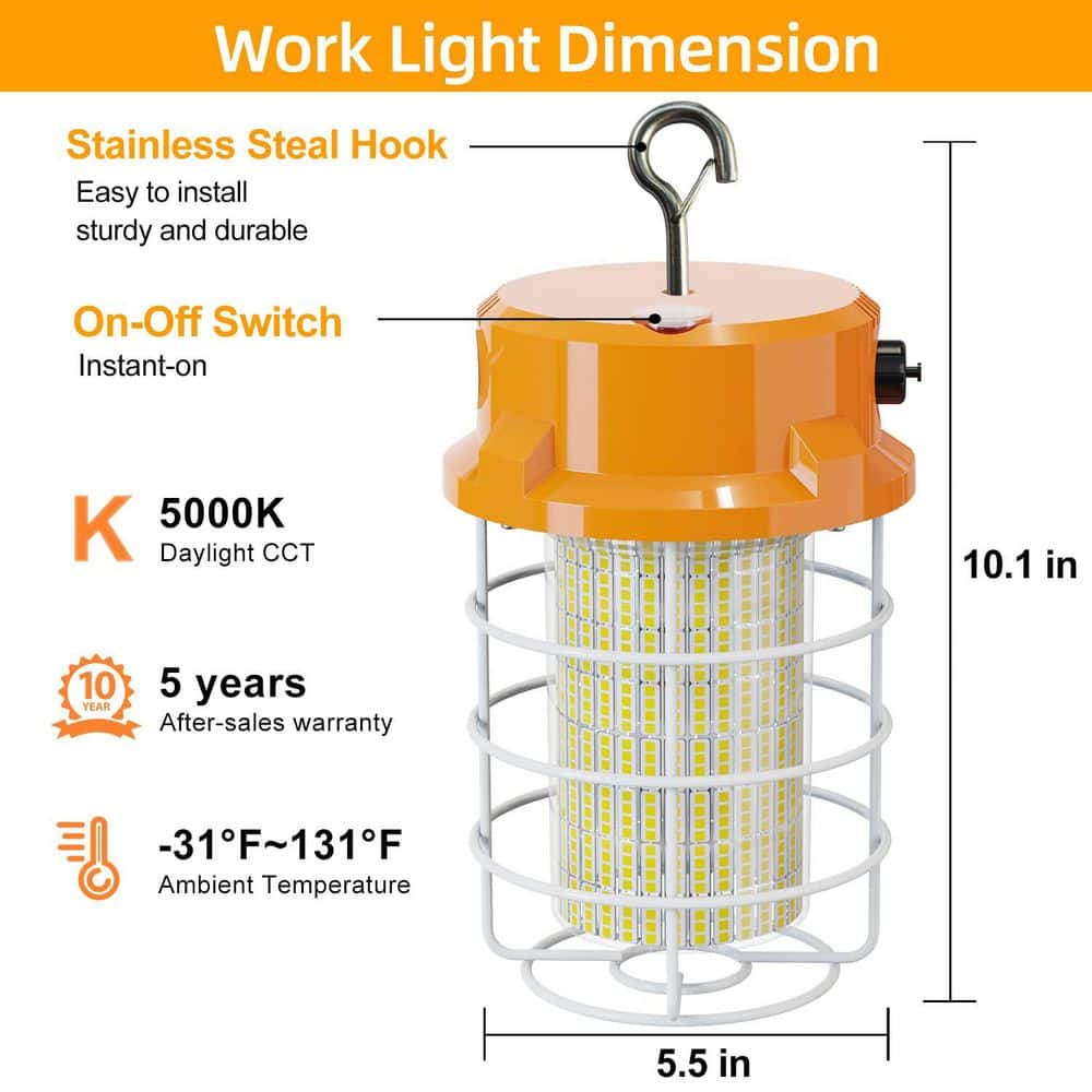 BeamBox 120-Volt 80W 12000LM LED Work Light with Stainless Steel Guard Hook and IP67 Dust Waterproof, 5000K Daylight (3)