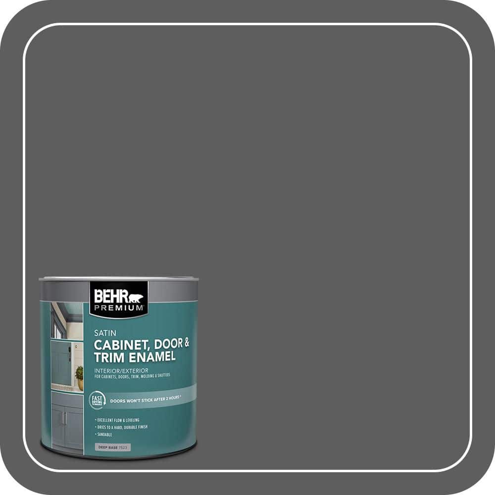 BEHR PREMIUM 1 qt. #N520-6 Asphalt Gray Satin Enamel Interior/Exterior Cabinet, Door & Trim Paint
