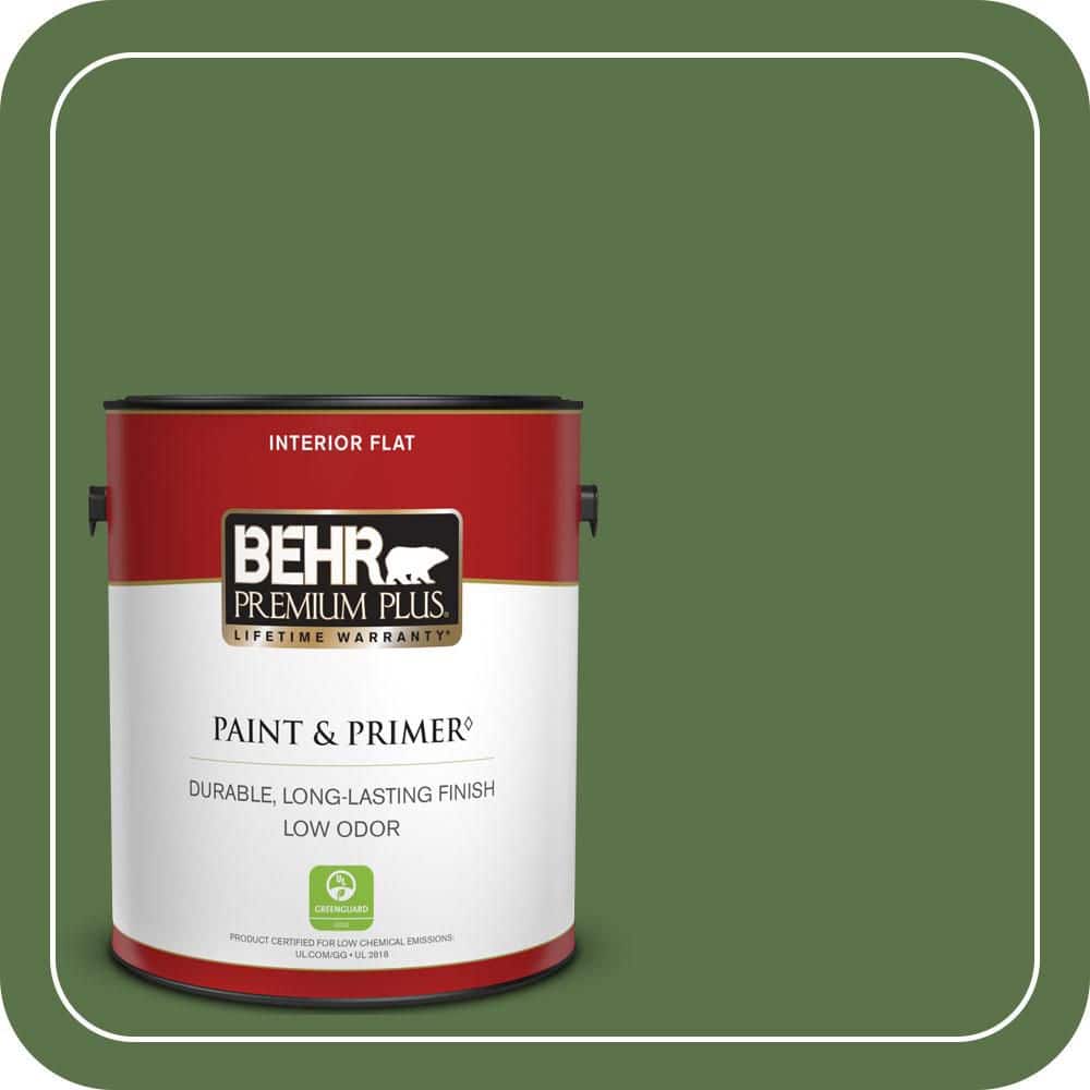 BEHR PREMIUM PLUS 1 gal. #MQ6-48 Hummingbird Green Flat Low Odor Interior Paint & Primer (1)