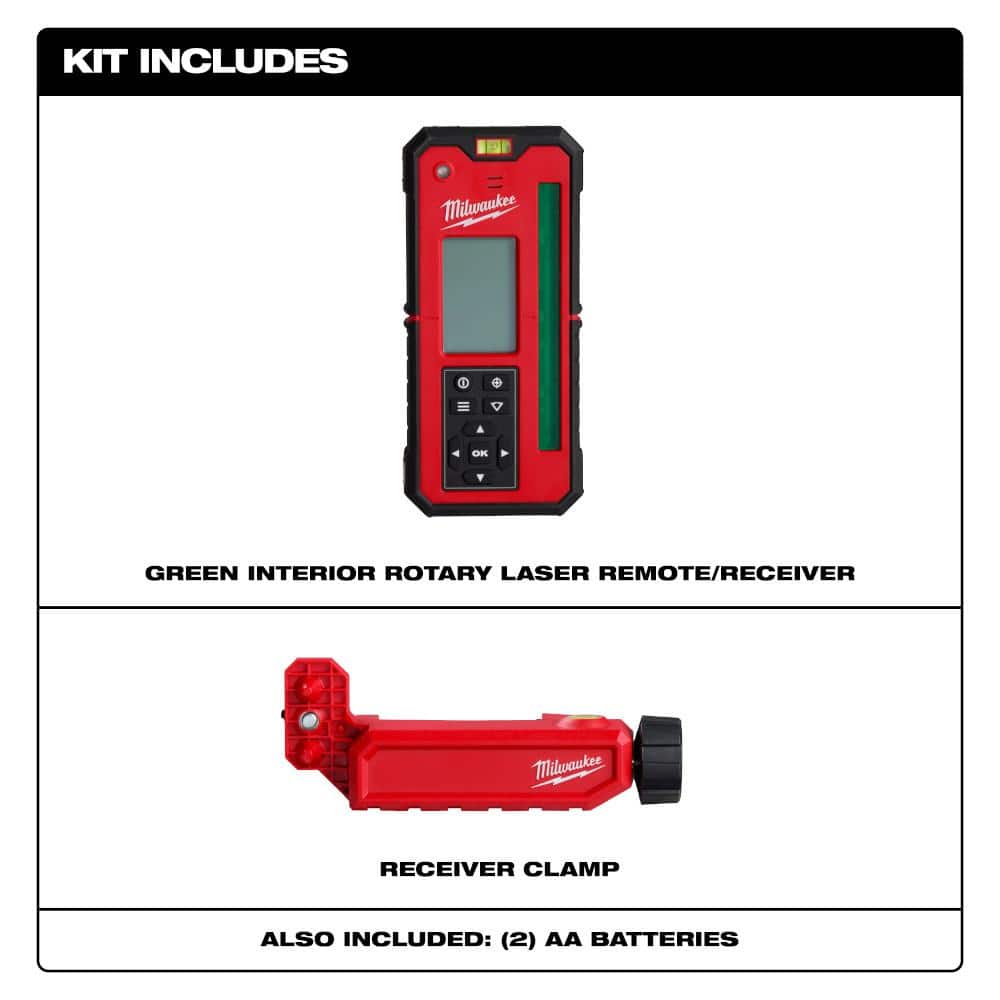 Milwaukee Green Rotary Laser Remote Control and Receiver (2)
