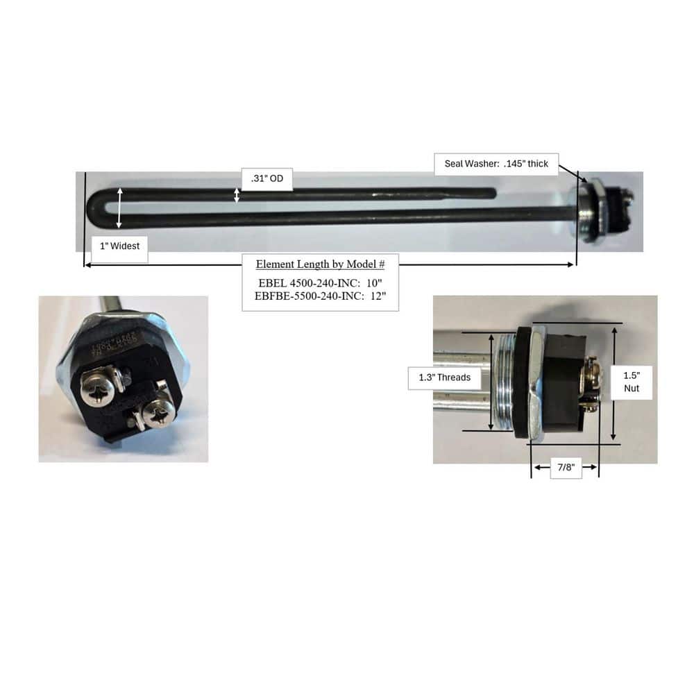 Everbilt 4500-Watt/240-Volt Low-Watt Density Watt Fold-Back Screw-In Stainless Steel Alloy Water Heater Element (2)