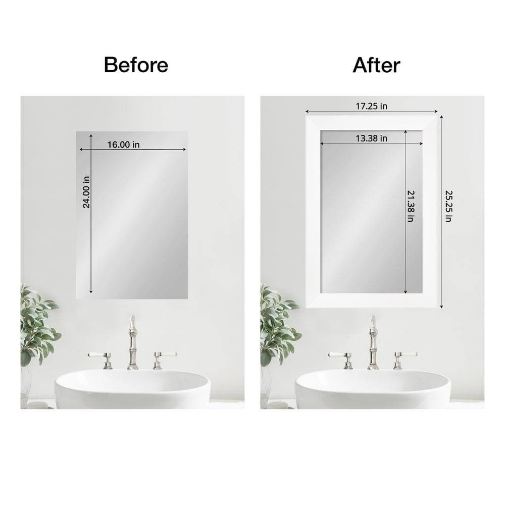 Amanti Art Mirror Makeover Cabinet White Narrow 17.25 in. W x 25.25 in. H Bathroom Mirror Frame Border Kit-Fits a 16 x 24 Mirror (2)