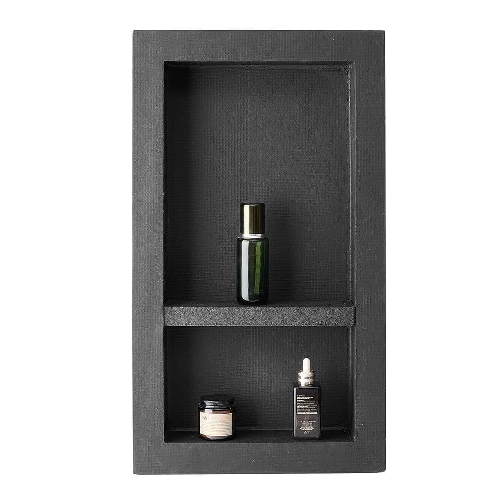 LIVIZA 16 in. W x 28 in. H x 4 in. D Plastic Recessed Shower Niche Shelf Organizer in Black (1)
