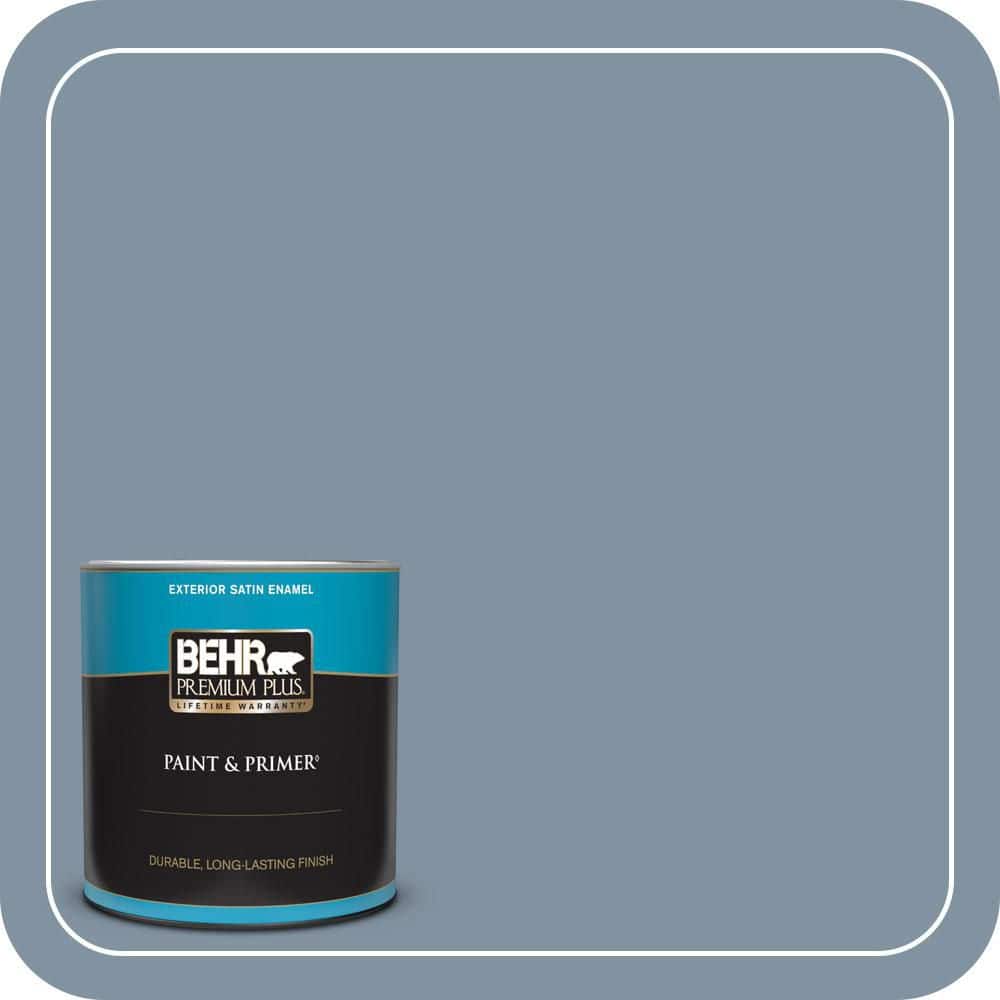 BEHR PREMIUM PLUS 1 qt. #PPU14-06 Coastal Vista Satin Enamel Exterior Paint & Primer