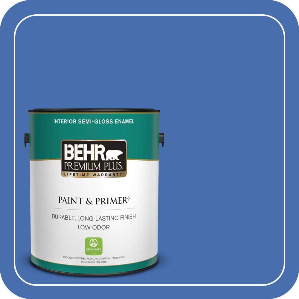 BEHR PREMIUM PLUS 1 gal. #PPU15-05 New Age Blue Semi-Gloss Enamel Low Odor Interior Paint & Primer