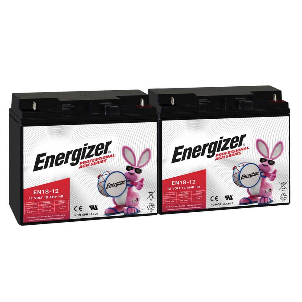 Energizer 12V 18Ah Long Lasting SLA AGM Rechargeable Battery Use In Wheelchairs, Electric Scooters, Backup Power-2 Pack