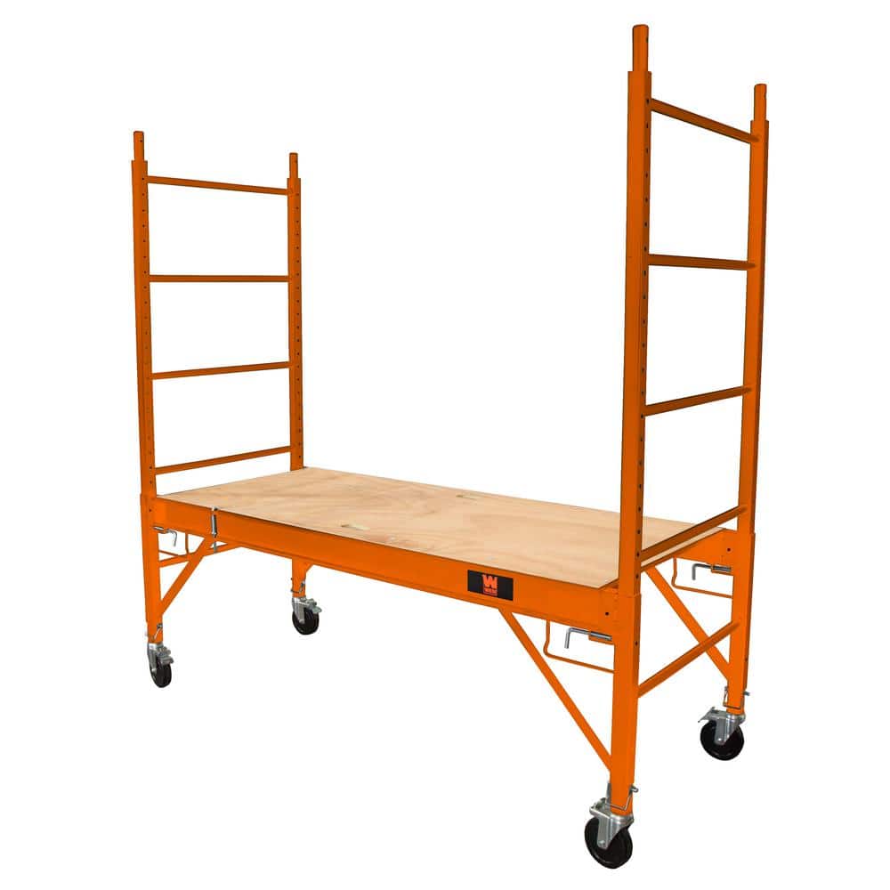 WEN 6.25 ft. x 2.5 ft. x 6.25 ft. Baker-Style Multi-Purpose Rolling Steel Scaffolding Set 1000 lbs. Load Capacity (2)