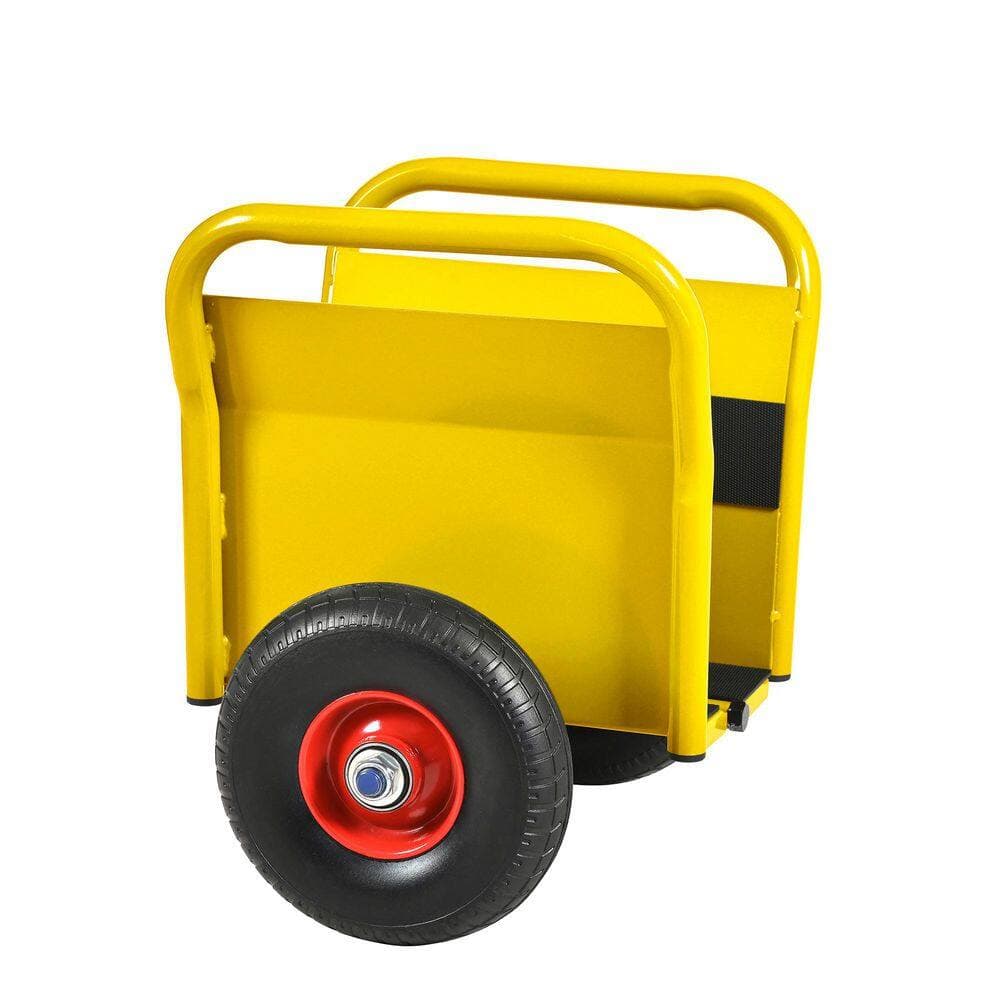xinyoec Heavy Duty Drywall Cart with 1000 lb. Load Capacity, 2 Nice Handles, 10 in. Solid Rubber Tires, Yellow (3)