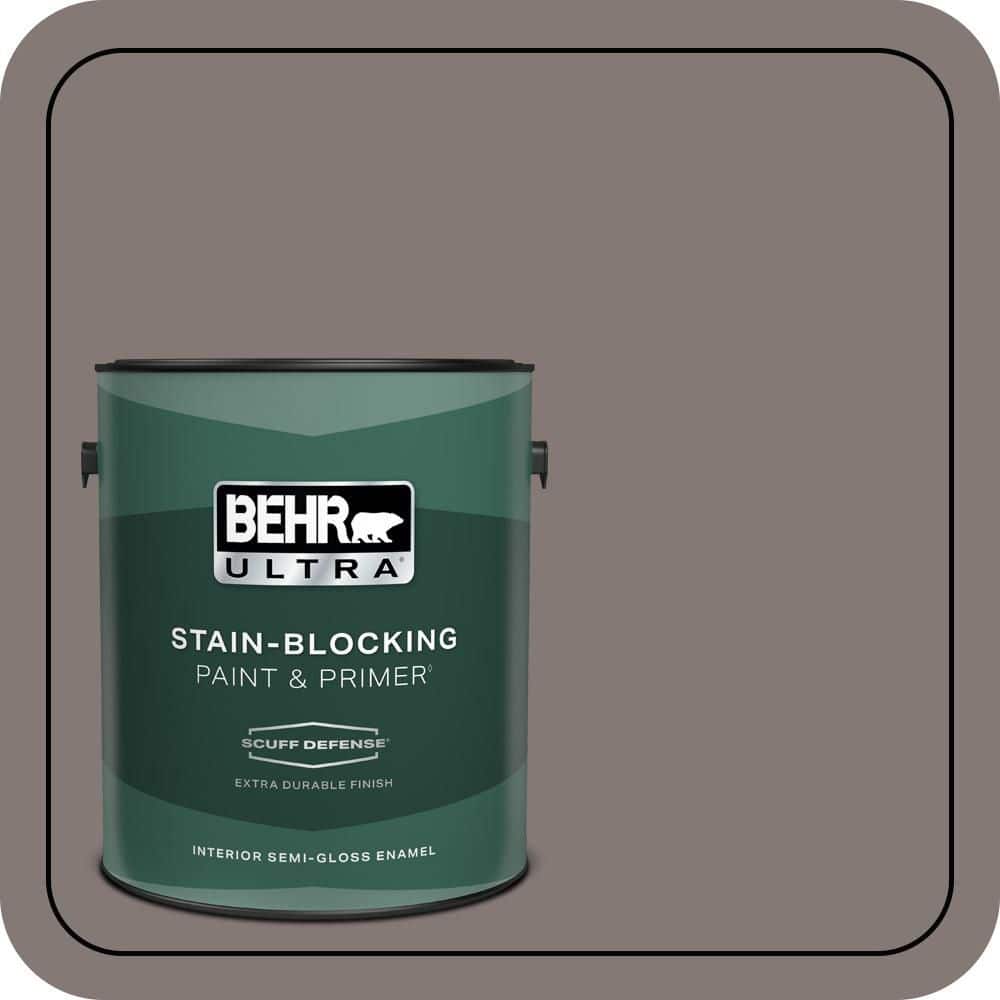 BEHR ULTRA 1 gal. #N140-5 Complex Gray Extra Durable Semi-Gloss Enamel Interior Paint & Primer
