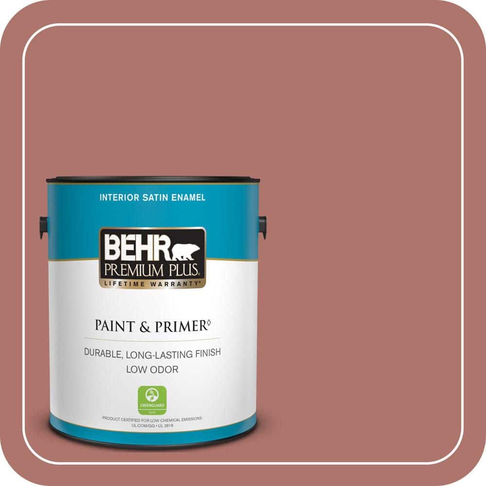 BEHR PREMIUM PLUS 1 gal. #S160-5 Hot Chili Satin Enamel Low Odor Interior Paint & Primer