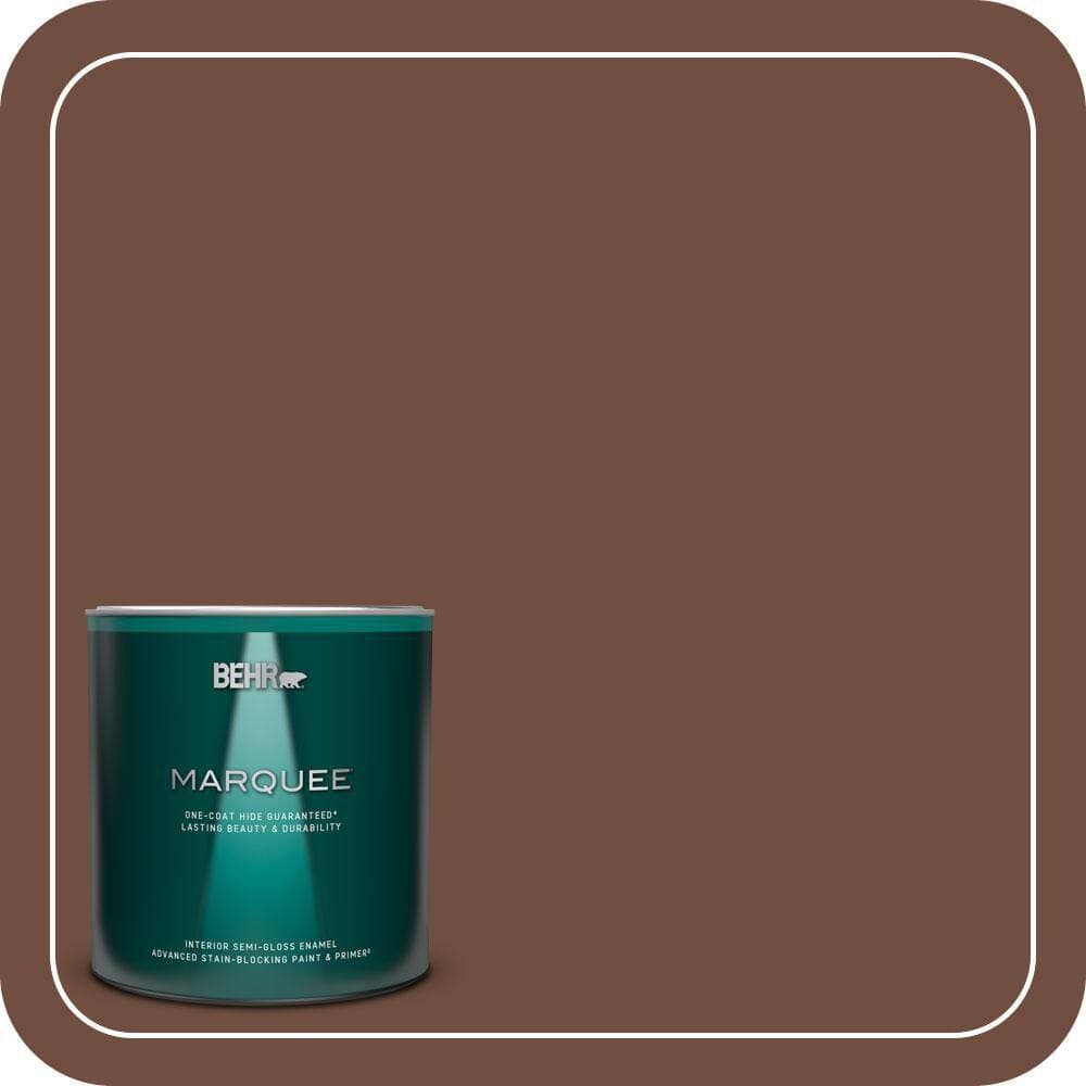 BEHR MARQUEE 1 qt. #N160-7 Brown Velvet One-Coat Hide Semi-Gloss Enamel Interior Paint & Primer