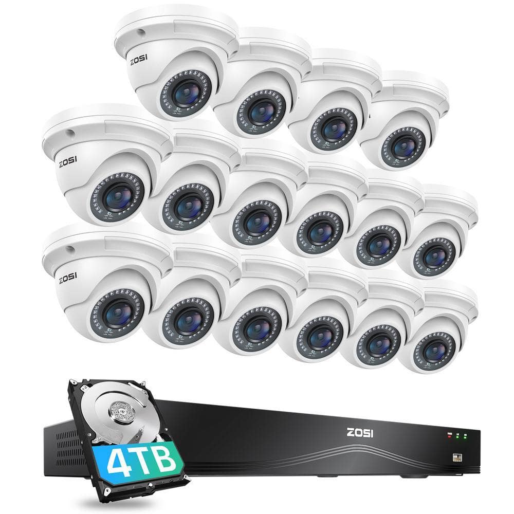 ZOSI 4K 16-Channel POE NVR Home Security Camera System with 4TB HDD and 16 Wired 5MP Outdoor Dome Cameras, Dual-Disk Backup (1)
