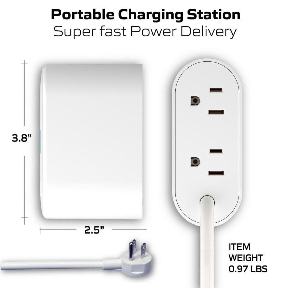 Bell + Howell LED Multi Fast Charging Station 2 AC Outlets, 2 USB-A, and 1 USB-C Ports Charging Extension with RGB Night Light (2)