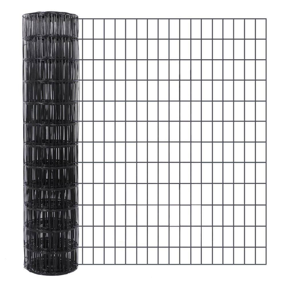WRIGHTMASTER 4 ft. x 50 ft. Black Vinyl Coating Metal Wire Mesh Fence for Aviary, Chicken Coop, Rabbit Hutch, Garden Protection