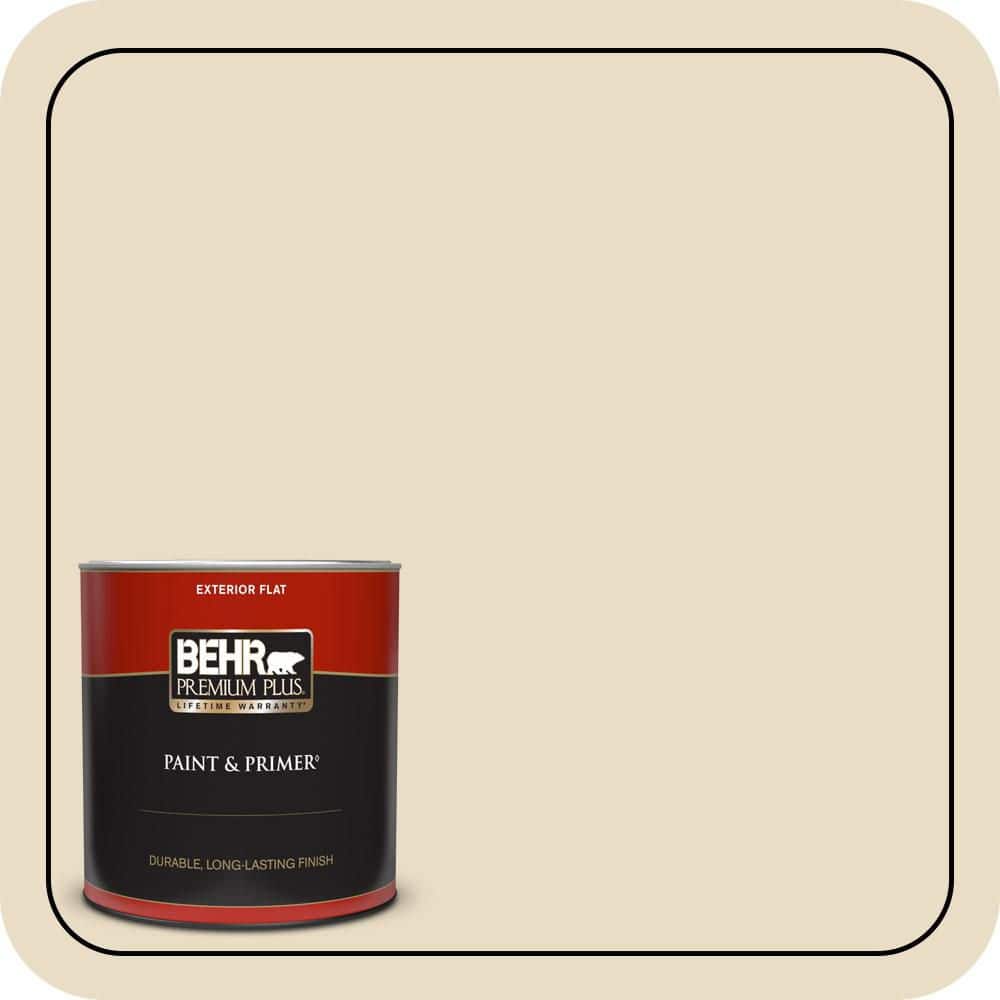 BEHR PREMIUM PLUS 1 qt. #N290-2 Authentic Tan Flat Exterior Paint & Primer