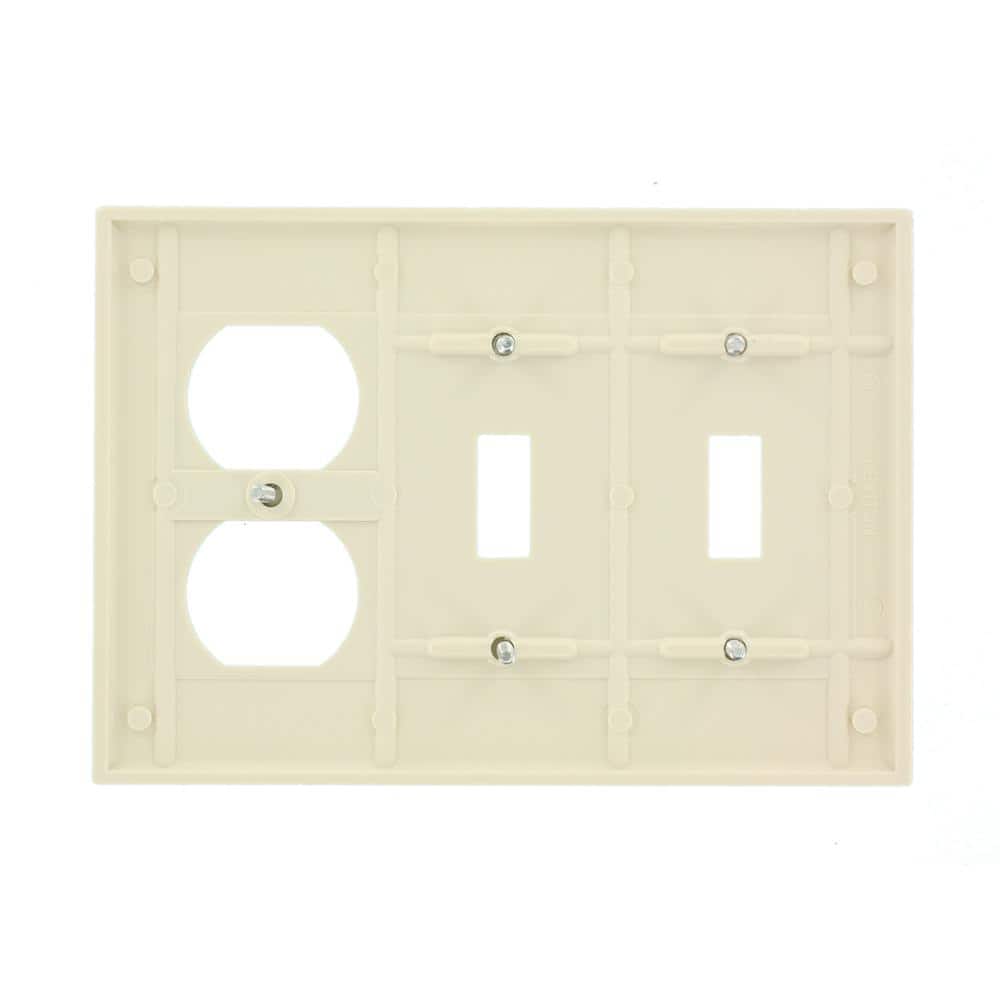 Leviton 3-Gang Light Almond 2-Toggle / 1-Duplex Outlet/Receptacle Plastic Standard Wall Plate (1-Pack) 78021 (3)