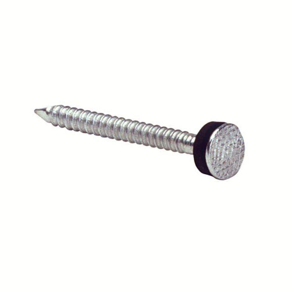 Grip-Rite 1-3/4 in. x 10-Gauge Exterior Galvanized Ring Shank Roofing Nails with Neoprene Washers 1 lb. Box (3)