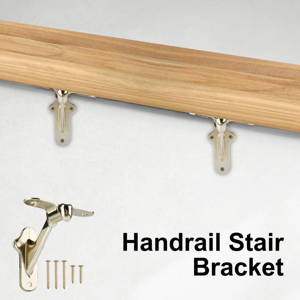 NVNOO 3 in. Heavy Duty Hand Rail Brackets for Stairways Railing with Screws, Gold (4-Pack) (2)