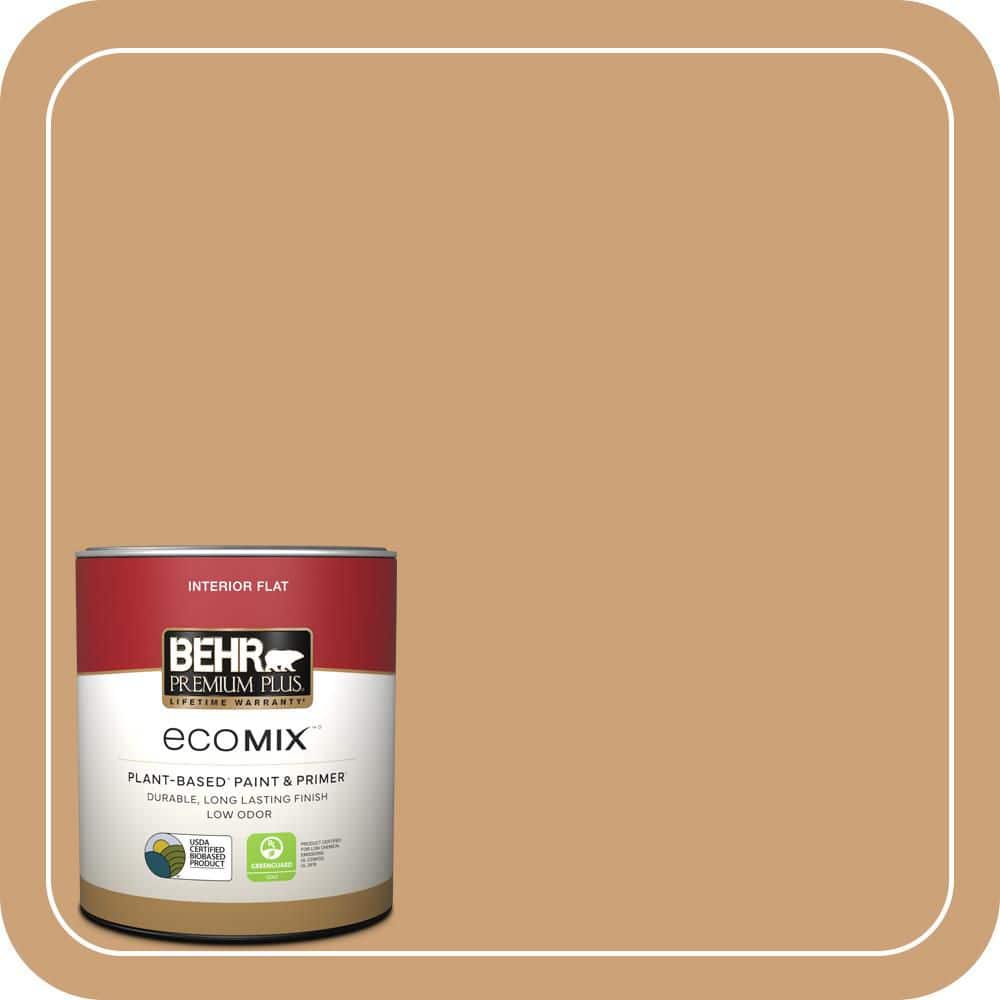 BEHR PREMIUM PLUS 1 qt. #PPU4-16 Kenya Flat EcoMix Plant-Based Interior Paint & Primer (1)