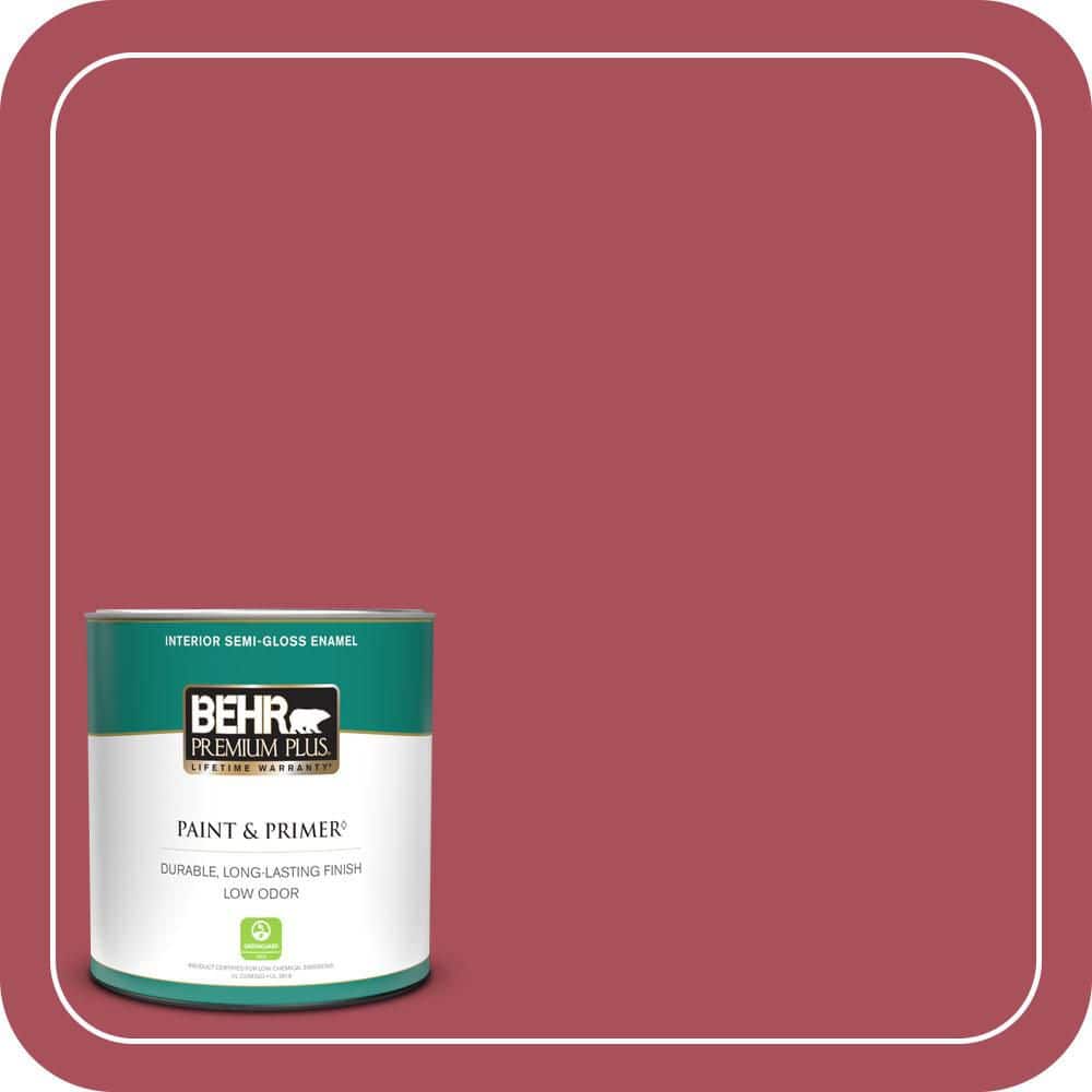 BEHR PREMIUM PLUS 1 qt. #T13-18 Ski Patrol Semi-Gloss Enamel Low Odor Interior Paint & Primer
