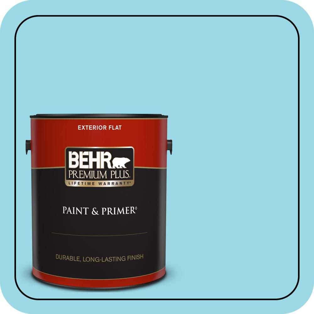 BEHR PREMIUM PLUS 1 gal. #P480-3 Cool Water Lake Flat Exterior Paint & Primer (1)