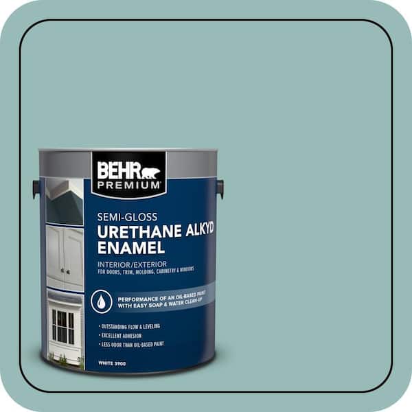 BEHR PREMIUM 1 gal. #PPU12-06 Lap Pool Blue Urethane Alkyd Semi-Gloss Enamel Interior/Exterior Paint (2)