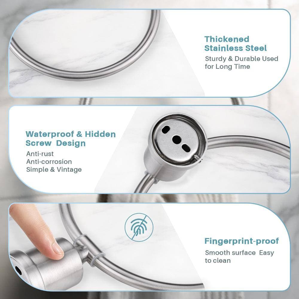IVIGA 4-Piece Bath Hardware Set with Toilet Paper Holder, Towel Ring, Towel Hooks Stainless Steel (4)