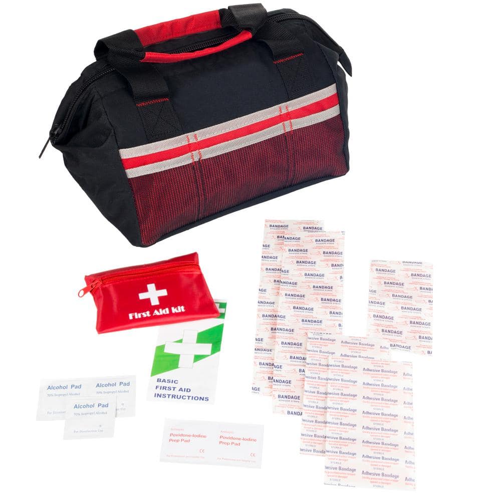 Stalwart Red Emergency Roadside Tool and First Aid Kit with Travel Bag (55-Piece) (3)