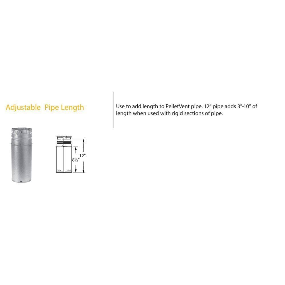 DuraVent PelletVent for Multi-Fuel 4in. Diameter X 12in. Adjustable Pipe Length (2)